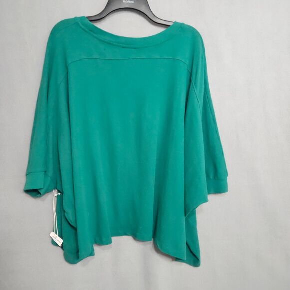 New Known Supply Organic Cotton Kelly Green Babydoll Boxy Top SZ Large Lagenlook - Picture 2 of 7